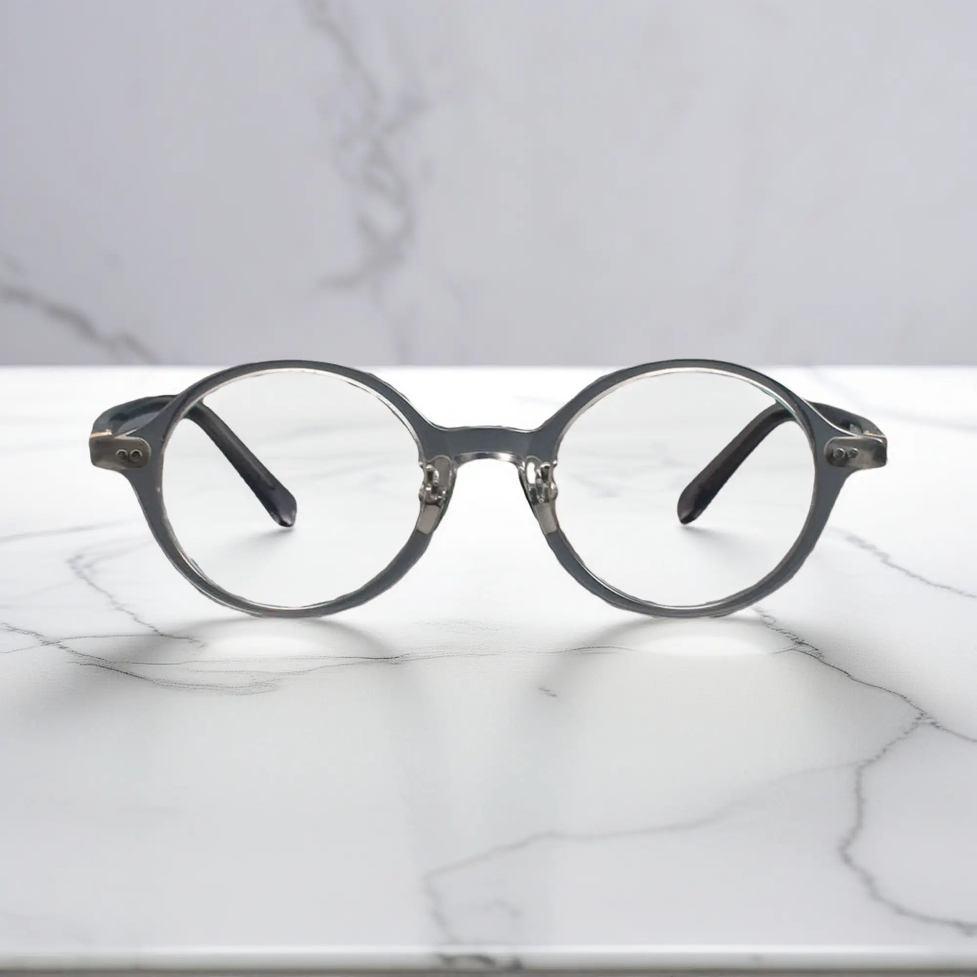 VoyueLens Classic Round Clear Grey TR90 Eyeglasses front view
